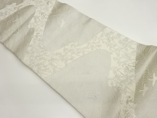 佐賀つづれ織松・波・鶴模様織出し袋帯